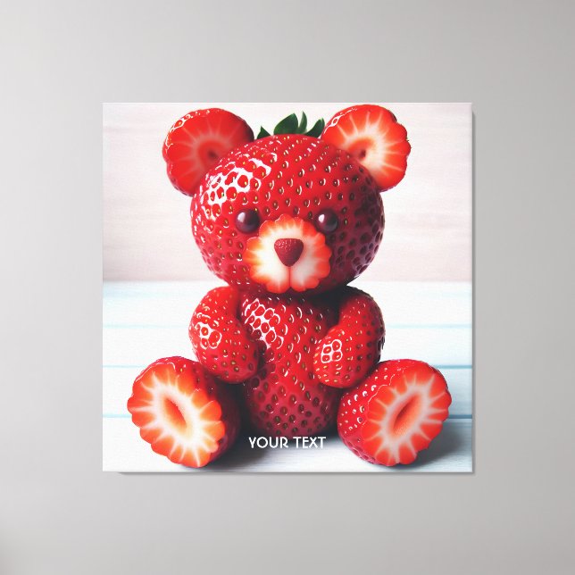 Lienzo Fantasy Cute Sweet Strawberries Bear (Anverso)