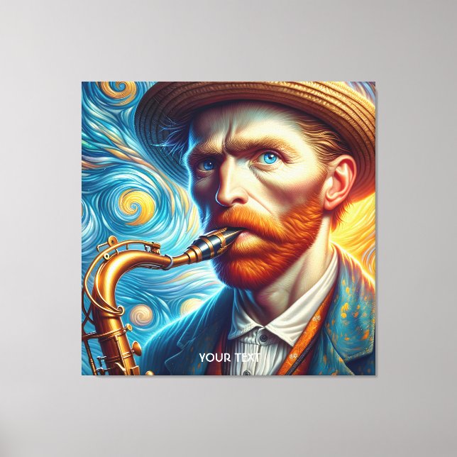 Lienzo Fantasy Cute Van Gogh Saxofón (Anverso)