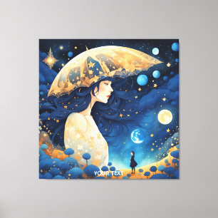 Lienzo Fantasy Cute Vivid Chica Blue Dream
