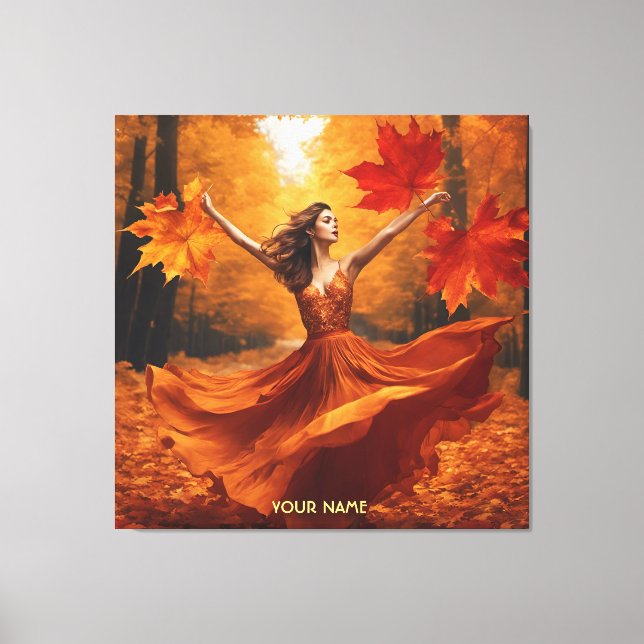 Lienzo Fantasy Cute Vivid Chica Fall Forest (Anverso)