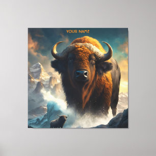 Lienzo Fantasy Cute Vivid Flores Gran Búfalo