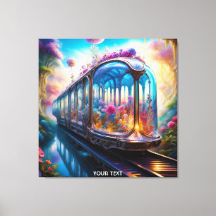 Lienzo Fantasy Cute Vivid Flowers Train