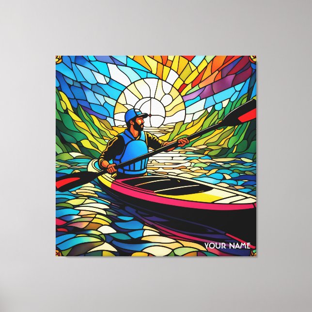 Lienzo Fantasy Cute Vivid Kayaking Stained Glass (Anverso)