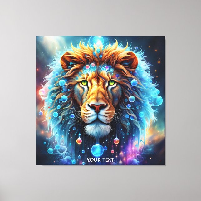 Lienzo Fantasy Cute Vivid Lion Space Bubbles (Anverso)
