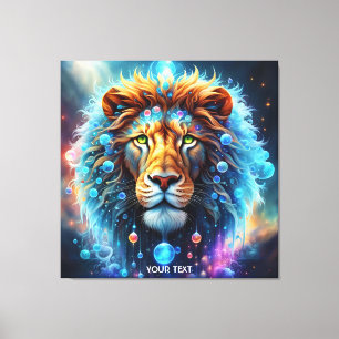 Lienzo Fantasy Cute Vivid Lion Space Bubbles