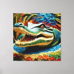 Lienzo Fantasy Cute Vivid Mosaic Crocodile Sea