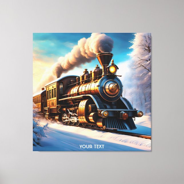 Lienzo Fantasy Cute Vivid Old Train Winter (Anverso)