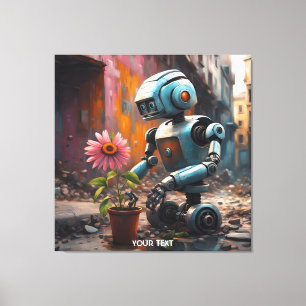 Lienzo Fantasy Cute Vivid Robot City Flower