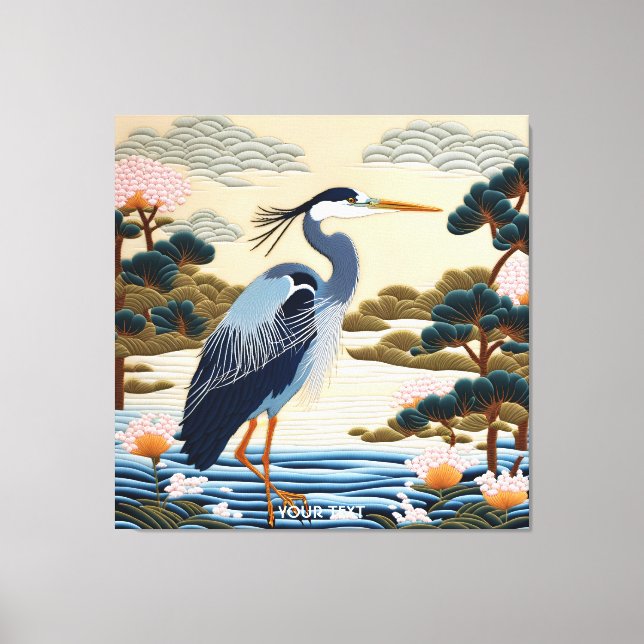 Lienzo Fantasy Cute Viviente Heron Blue japonés (Anverso)