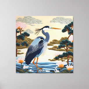 Lienzo Fantasy Cute Viviente Heron Blue japonés