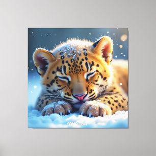 Lienzo Fantasy Cute Winter Baby Leopard