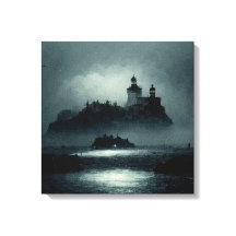 Fantasy Island Lighthouse Misty Foggy Oscuro Noche