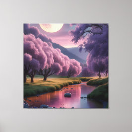 Lienzo Fantasy Moonlit River Dreamscape Illustration