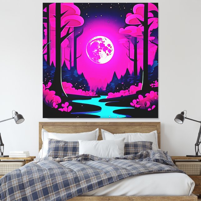Lienzo Fantasy Moonlit Woods Art (Insitu(Dormitorio))