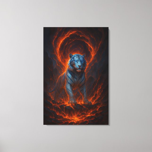 Lienzo Fantasy White Tiger – Mystic Aura Series (Anverso)