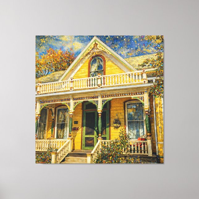 Lienzo Fantasy Yellow Victorian House (Anverso)