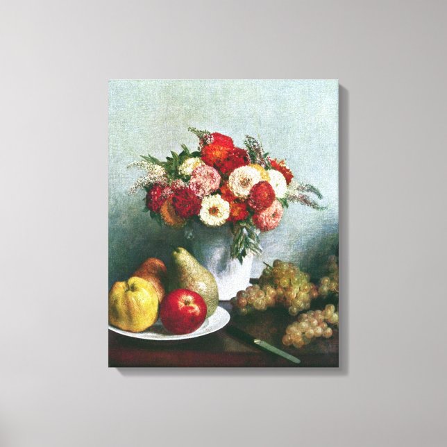 Lienzo Fantin-Latour - Vida residual con flores y fruta (Anverso)