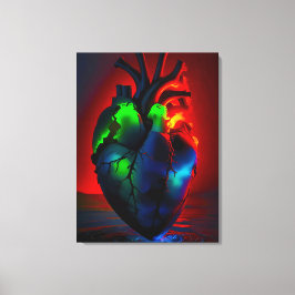 Lienzo Farbig leuchtendes Herz über Wasser