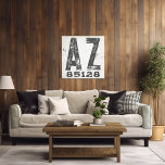 Lienzo Farmhouse Rustic State Zip Code Arizona<br><div class="desc">Este cartel rústico es una manera sencilla de mostrar tu amor por el hogar. El código postal se puede personalizar con cualquier código postal en el estado. Hace un gran regalo. Creado por Simply Farmhouse Press.</div>