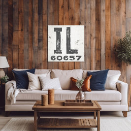 Lienzo Farmhouse Rustic State Zip Code Illinois