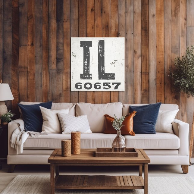 Lienzo Farmhouse Rustic State Zip Code Illinois (Subido por el creador)
