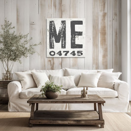 Lienzo Farmhouse Rustic State Zip Code Maine