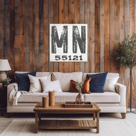 Lienzo Farmhouse Rustic State Zip Code Minnesota