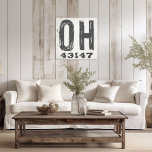 Lienzo Farmhouse Rustic State Zip Code Ohio<br><div class="desc">Este cartel rústico es una manera sencilla de mostrar tu amor por el hogar. El código postal se puede personalizar con cualquier código postal en el estado. Hace un gran regalo. Creado por Simply Farmhouse Press.</div>