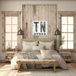 Lienzo Farmhouse Rustic State Zip Code Tennessee<br><div class="desc">Este cartel rústico es una manera sencilla de mostrar tu amor por el hogar. El código postal se puede personalizar con cualquier código postal en el estado. Hace un gran regalo. Creado por Simply Farmhouse Press.</div>