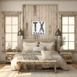 Lienzo Farmhouse Rustic State Zip Code Texas<br><div class="desc">Este cartel rústico es una manera sencilla de mostrar tu amor por el hogar. El código postal se puede personalizar con cualquier código postal en el estado. Hace un gran regalo. Creado por Simply Farmhouse Press.</div>