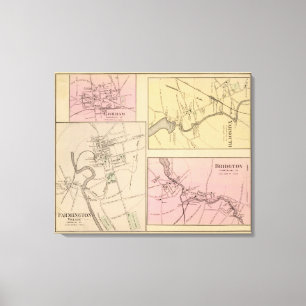 Lienzo Farmington, Gorham, Yarmouth, mapa de Bridgton