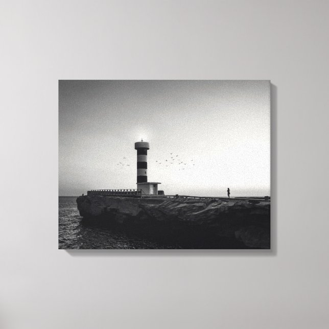 Lienzo Faro al atardecer (Anverso)