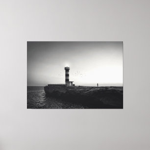 Lienzo Faro al atardecer
