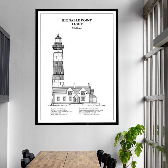 Lienzo Faro Big Sable Point - Michigan - BD (Big Sable Point Lighthouse - Michigan - BD. Canvas Print)