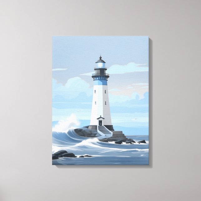 Lienzo Faro colorido en el océano (Anverso)
