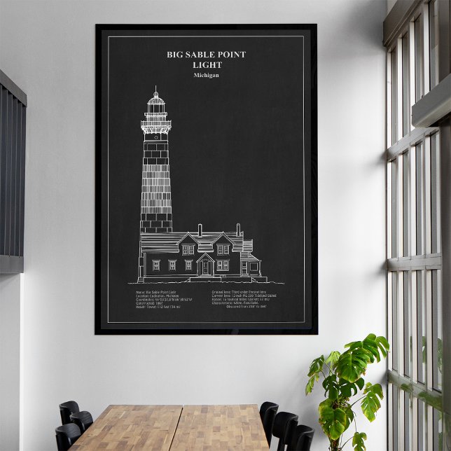Lienzo Faro de Big Sable Point - Míchigan – PD (Big Sable Point Lighthouse - Michigan – PD. Canvas Print)
