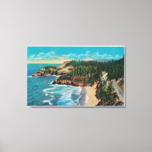 Lienzo Faro de cabeza de Hacenta y costa de Cabo Perpetua (Anverso)