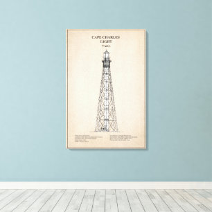 Lienzo Faro de Cape Charles - Virginia - SBD