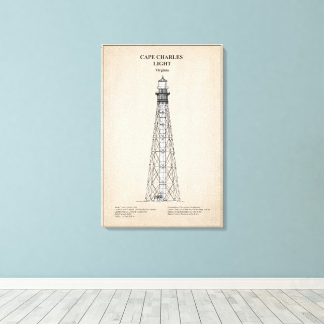 Lienzo Faro de Cape Charles - Virginia - SBD (Insitu (piso de madera))