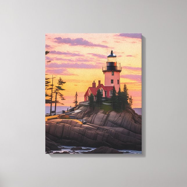 Lienzo Faro de Faro de Bass Harbour Head Sunrise (Anverso)