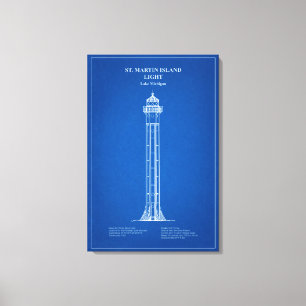 Lienzo Faro de la isla de St. Martin - Michigan – AD