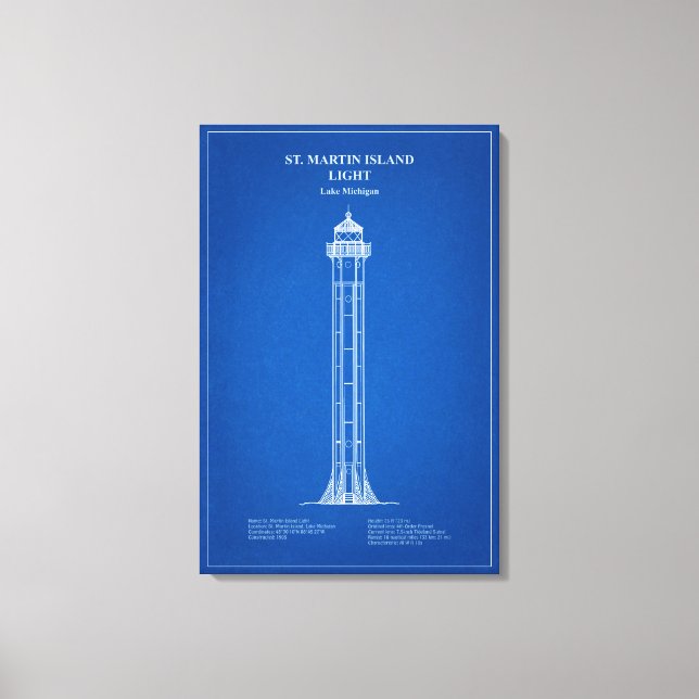 Lienzo Faro de la isla de St. Martin - Michigan – AD (Anverso)