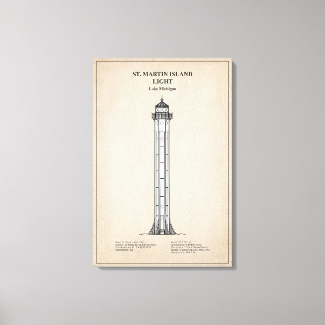 Lienzo Faro de la isla de St. Martin - Michigan - SBD (Anverso)
