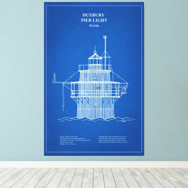 Lienzo Faro de luz Duxbury Pier - Massachusetts - AD (Insitu (piso de madera))