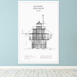 Lienzo Faro de luz Duxbury Pier - Massachusetts -BD