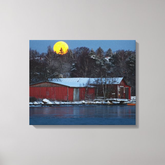 Lienzo Faro de madera roja en Helsinki, Finlandia (Anverso)