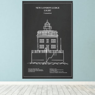 Lienzo Faro de New London Ledge - Connecticut – PD