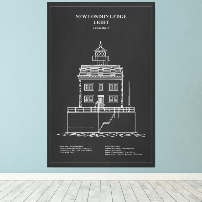Lienzo Faro de New London Ledge - Connecticut – PD (Insitu (piso de madera))