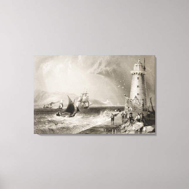 Lienzo Faro de pared sur con Howth Hill (Anverso)