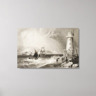 Lienzo Faro de pared sur con Howth Hill
